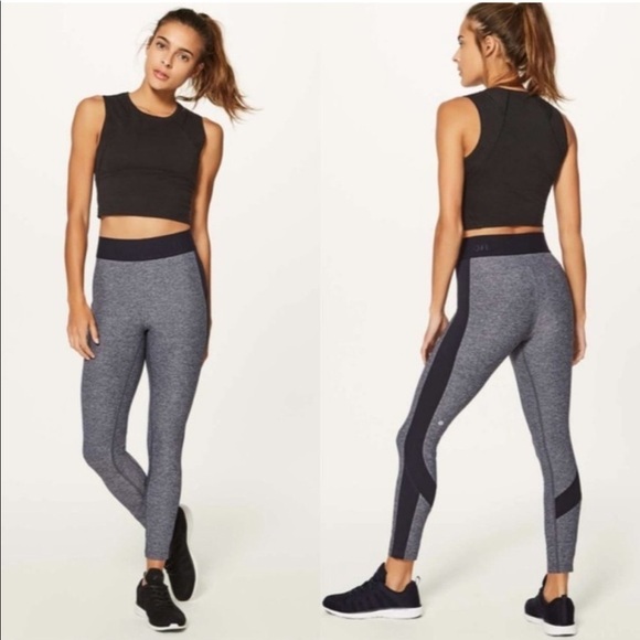 Lululemon Box It Out Tight Leggings High Rise Heathered Black / Black Grey - Picture 1 of 16